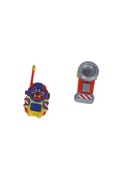 SIMBA - Feuerwehrmann Sam Feuerwehr-Set, Weste mit Druck, Taschenlampe 11 cm, Walkie Talkie 14 cm, ab 3 Jahren
