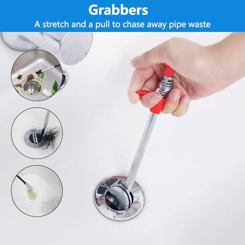 3 Stück Krallengreifer Flexibel,60cm Teleskop Greifer,Abfluss Greifer zur Rohrreinigung,Rohrreinigungsspirale Greifer Set,Abflussgreifer,Teleskopgreifer,für Küche, Bad, Waschbecken Verstopfung