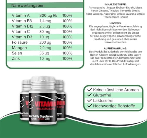 🆄🅽🆂🅴🆁 𝗧𝗜𝗣𝗣: Blaue Kapseln 10 Stück | Extra stark für aktive Männer | Libido Booster mit Ashwagandha, Roter Ginseng, Maca | Plantapax Germany