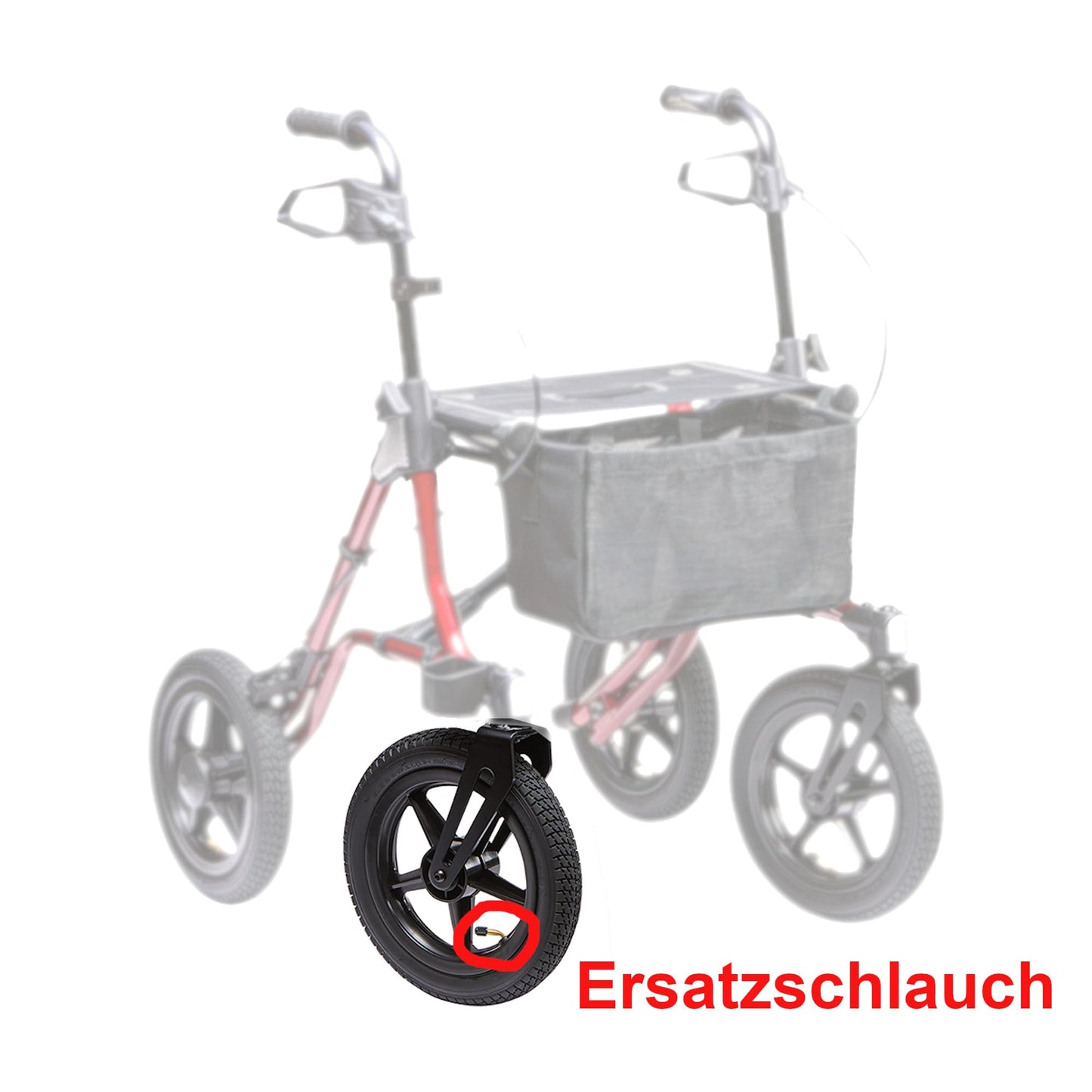 2x Schlauch kompatibel mit Rollator Dietz Taima XC mit Luftbereifung 12 1/2 x 2 1/4