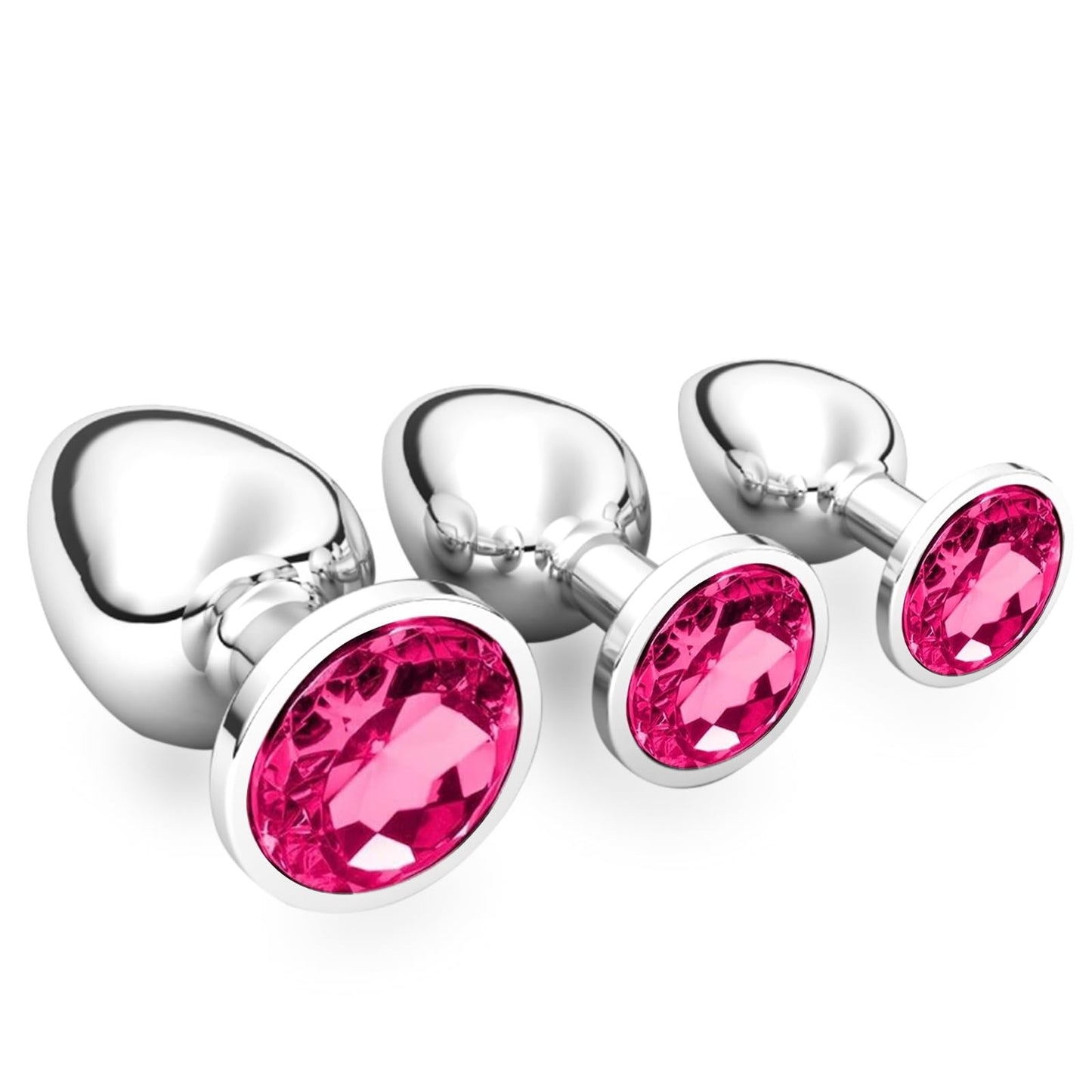 3 Stücke Klein Medium Groß Metall Analplug Set mit Kristall Diamant Sex Spielzeug,Buttplug Anal Butt Plug,für Frauen Männer Paare Anfanger für Frauen Männer Plug Metall Set (Dunkellila)