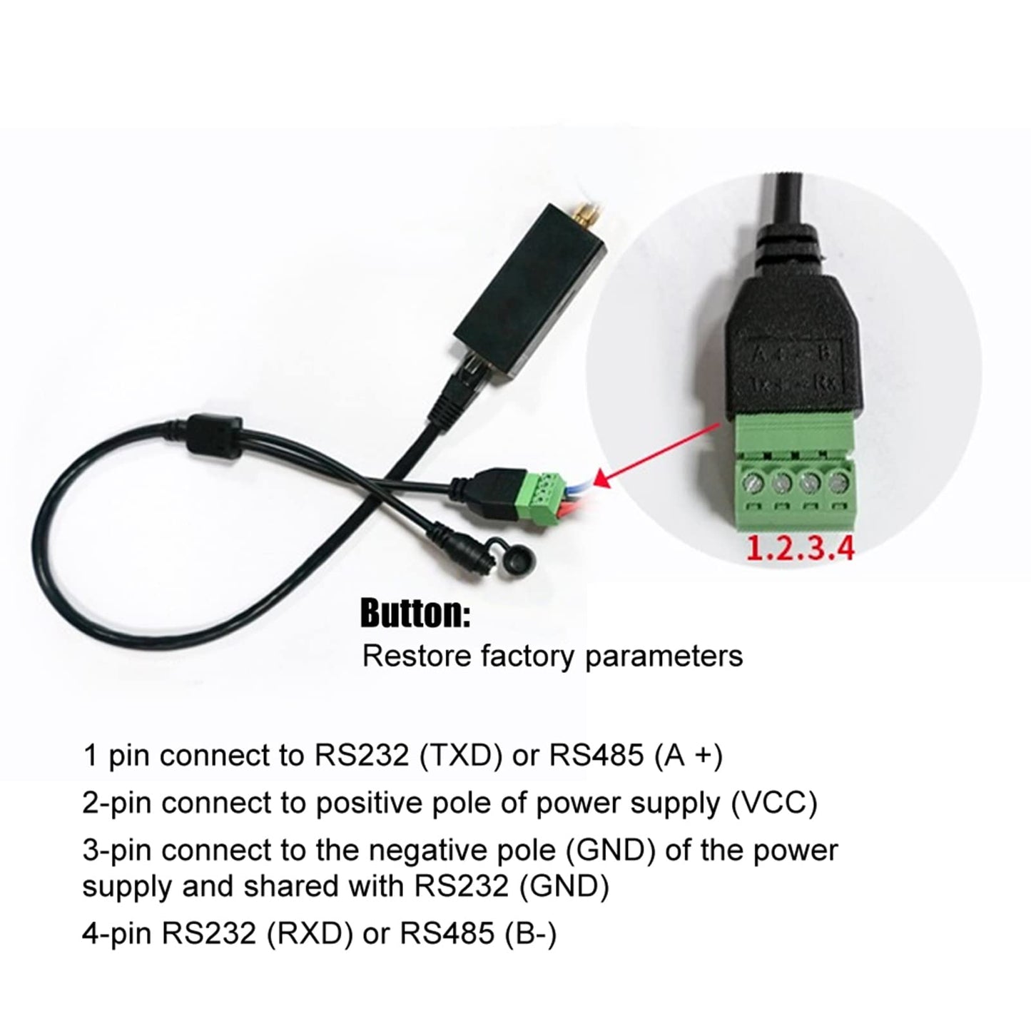 zu WiFi Serial Server, WiFi Serial Device Server, zu WiFi Serial Server mit RJ45-Schnittstelle für Externe Antenne, Netzwerk-Transceiver