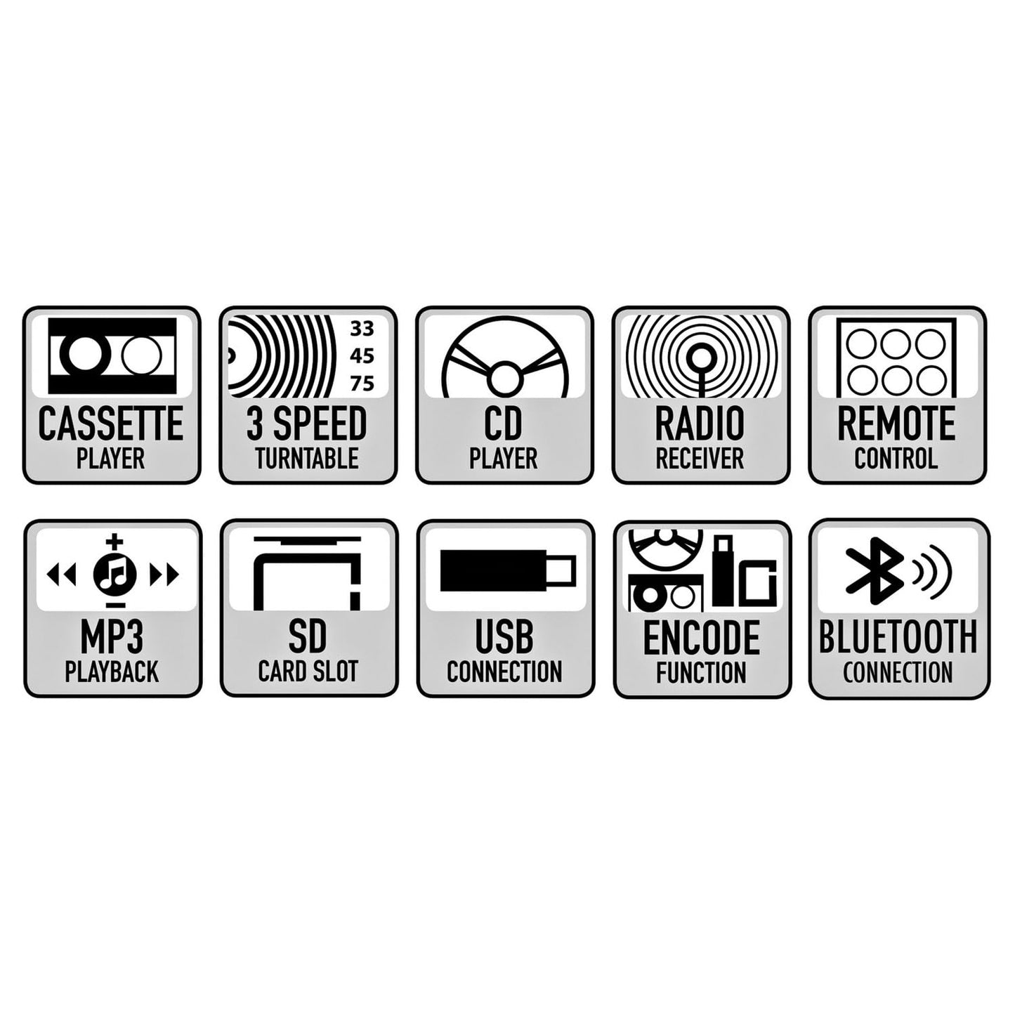 3 PAGEN® Vielseitige Musikanlage – geeignet für CD, Kassetten, Schallplatten, MP3, USB, SD-Karte und Bluetooth, mit UKW-Radio, Retro-Stereoanlage inklusive Fernbedienung & Kopfhöreranschluss