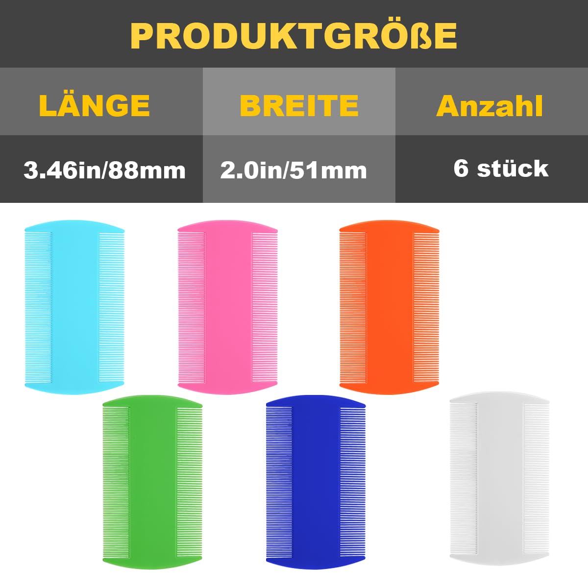 6 Stück Läusekamm,Doppelseitiger Feinzahniger Läusekamm und Schuppenkamm, ideal als Hundekamm und Flohkamm für Katzen und Hunde, zum Entfernen von Floh, Läusen und Schuppen