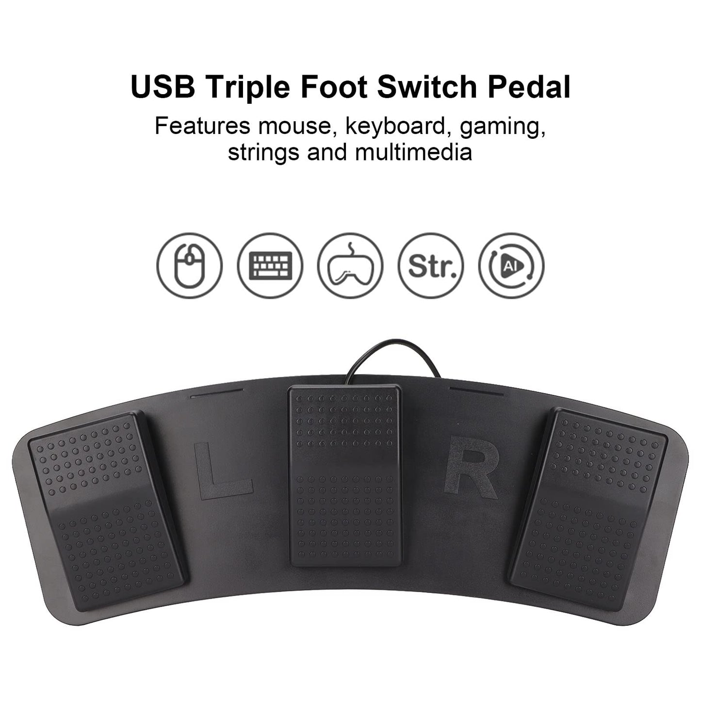 Zunate USB-Dreifach-Fußschalterpedal, PC USB-Fußpedal Fußsteuerung HID Programmierbare Computertastatur für Windows, für, für OS X, für Android (FS23_PM (mechanischer Schalter))