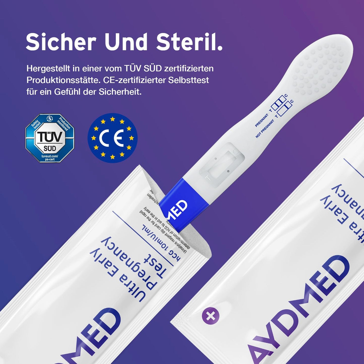5 x Aydmed Profi Frühschwangerschaftstest | Ultra-Empfindlicher Schwangerschaftstest zum Nachweis der Schwangerschaft im Urin | Genauigkeit über 99% | Test 6 Tage vor Ausbleiben der Periode