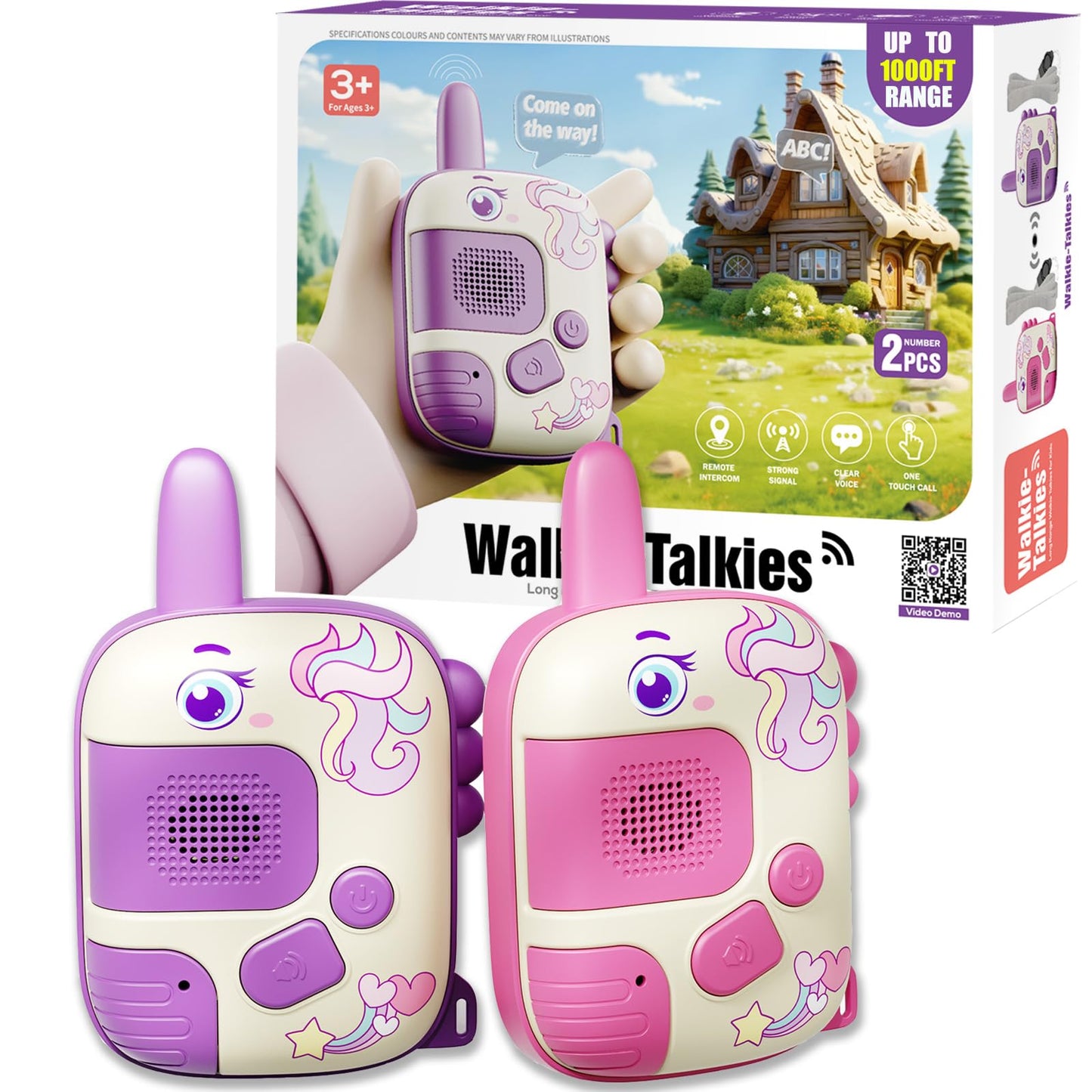 2PCS Walkie Talkies Kinder, Einhorn Geschenke für Mädchen Spielzeug ab 3 4 5 6 Jahre Geschenke Mädchen Outdoor Spiele für Kinder Walki Talki Kinderspielzeug Weihnachten Geschenkideen Einhorn Spielzeug
