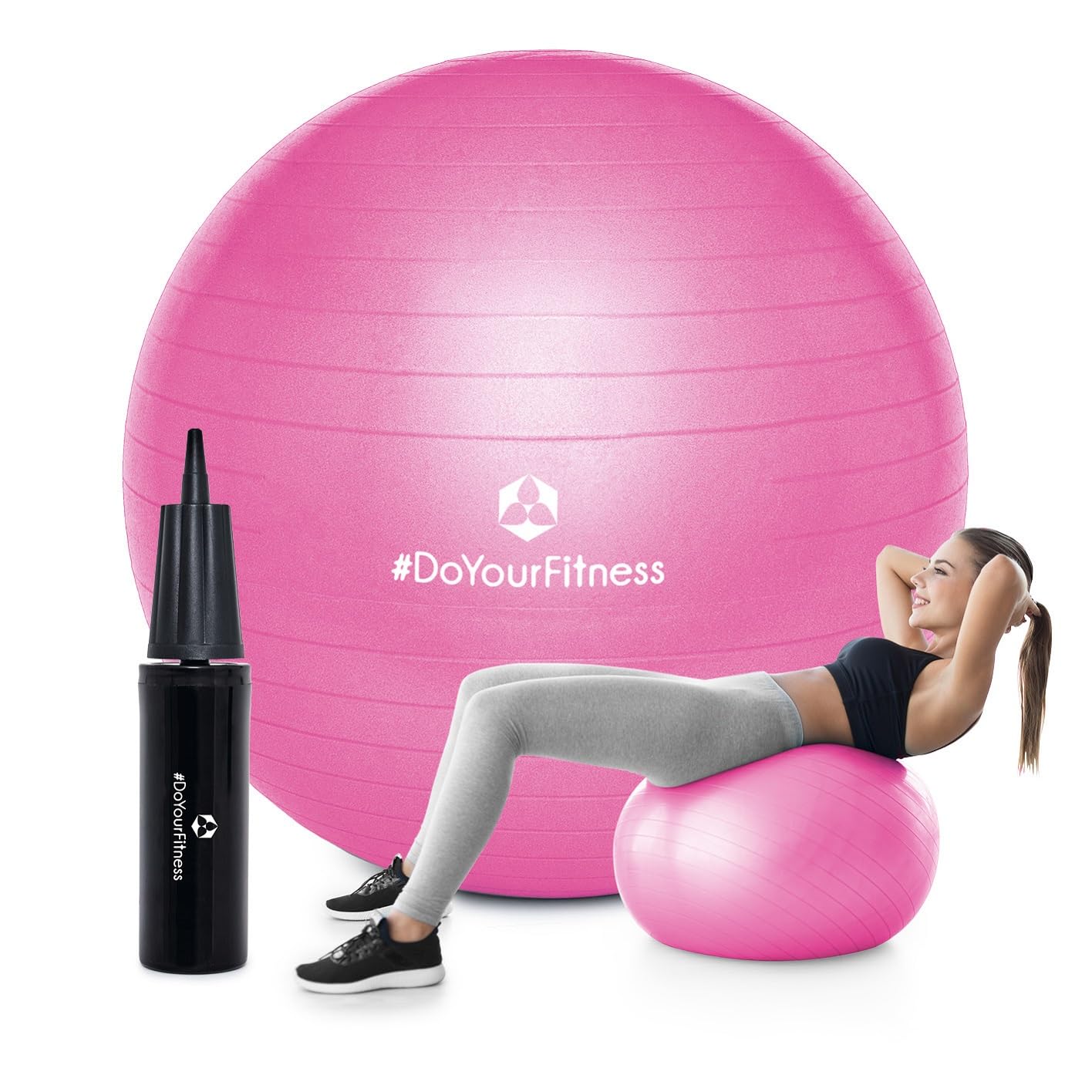 #DoYourFitness Gymnastikball inkl. Ballpumpe | Fitness Sitzball in 55cm bis 85cm | Anti-Burst | Trainingsball für Yoga, Pilates, Gym, Büro & Schwangerschaft | Fitnessball & Balance für Core-Training
