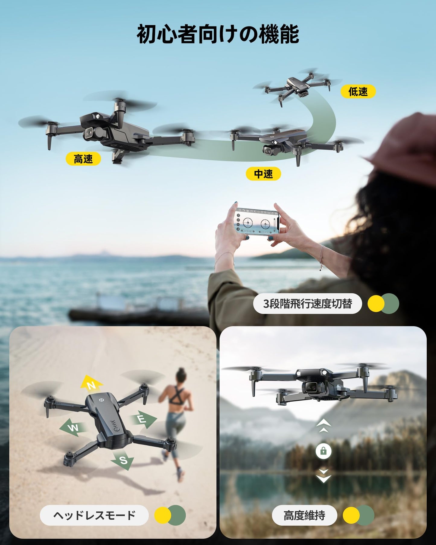 Holy Stone HS290 Drohne mit Kamera 1080P für Anfänger, RC Drohnen mit FPV Übertragung, Lange Flugzeit, APP Steuerung, Optisch-Fluss Kameradrohnen komplettset Spielzeug Geschenke für Kinder,Blau,CO