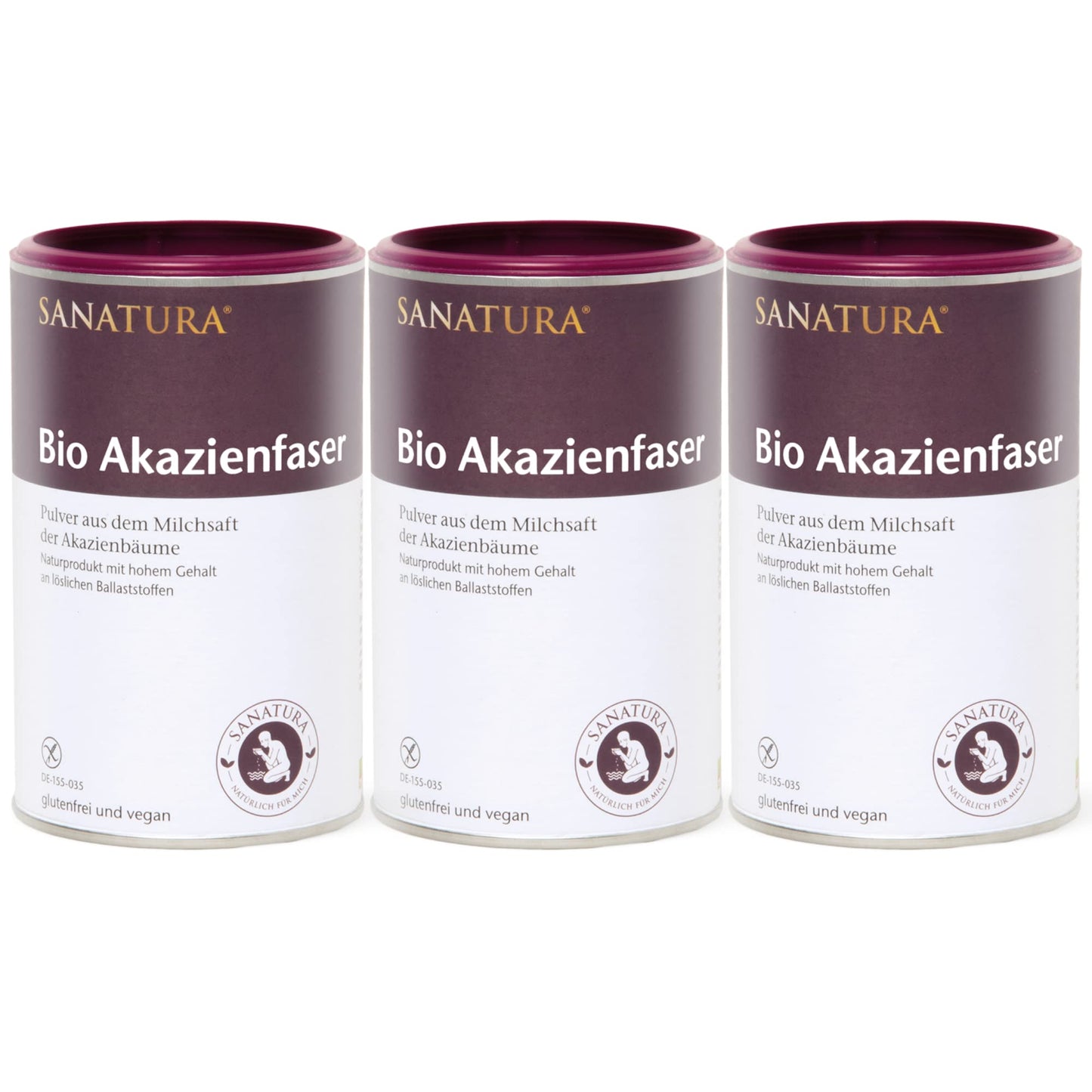 3 x 180 g Sanatura Akazienfaser Pulver Bio – 540 g – wertvoller Ballaststofflieferant aus Akazienfasern - lösliche Ballaststoffe - vegan, glutenfrei und fructosefrei – gut verträglich