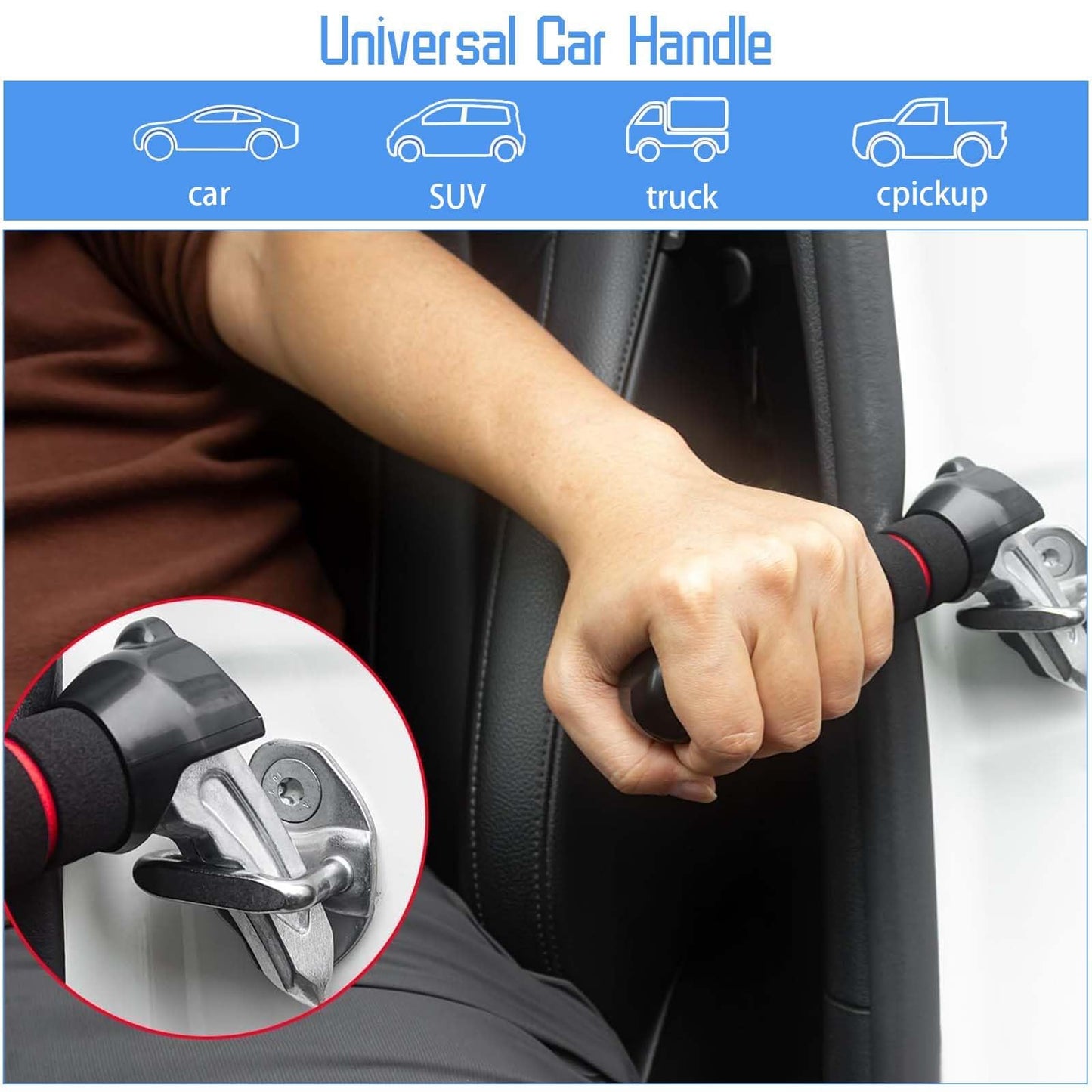 ZYEKIU Auto Ausstiegshilfe Ausstiegshilfe Auto Ergonomisch, Einstiegshilfe Griff Tragbar Autoassistent Support Griff für Ein Und Aussteigen in Den Bus Haltegriffe für Senioren (Rot)