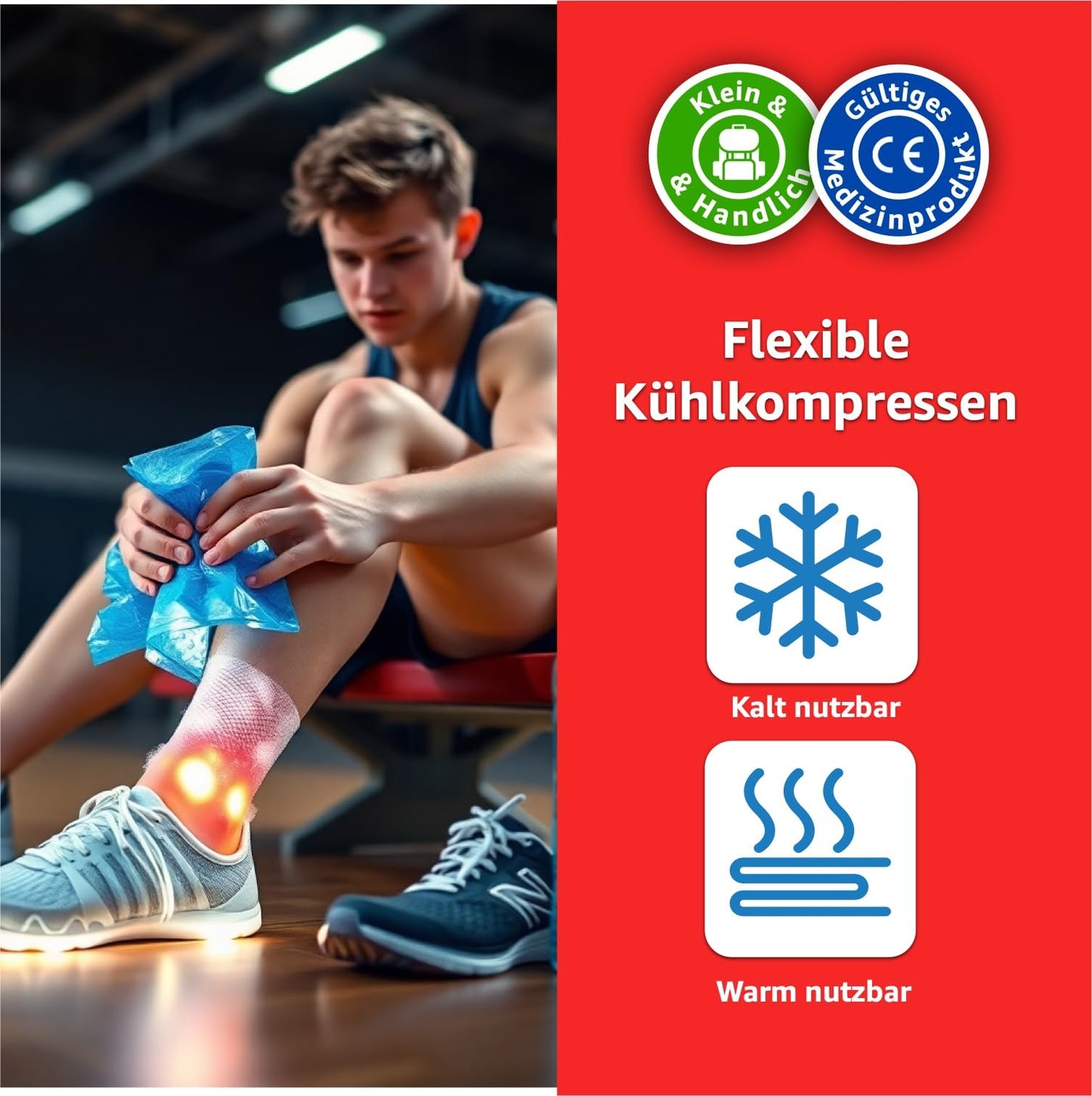 2x Kalt Warm Kompressen - MADE IN GERMANY - Kühlpads Set 29x12 cm - Vielseitige Kühl- und Warmkissen, Gelkissen