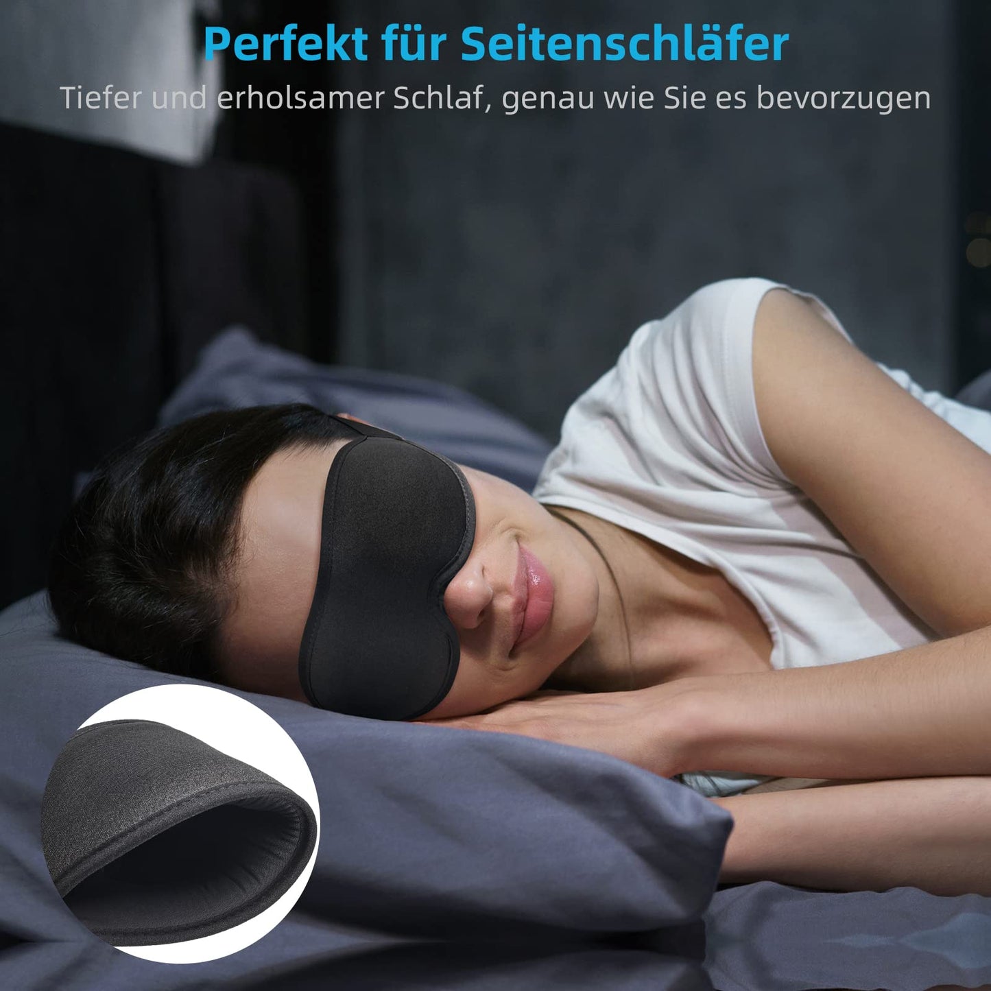 2025 Innovative Schlafmaske für Herren und Frauen. 100% Licht blockierend Ergonomische, einstellbare Augenmaske mit Ohrstöpseln Schlaf, Nickerchen, Meditation, Reisen, angenehme Nachtruhe(Schwarz)
