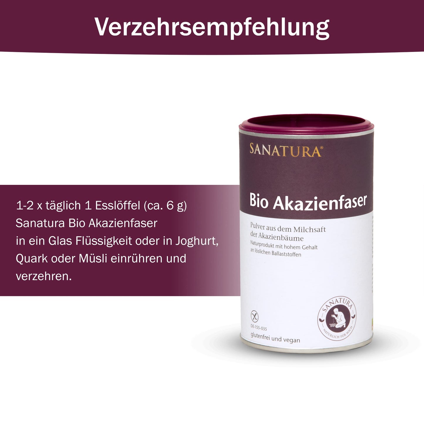 3 x 180 g Sanatura Akazienfaser Pulver Bio – 540 g – wertvoller Ballaststofflieferant aus Akazienfasern - lösliche Ballaststoffe - vegan, glutenfrei und fructosefrei – gut verträglich