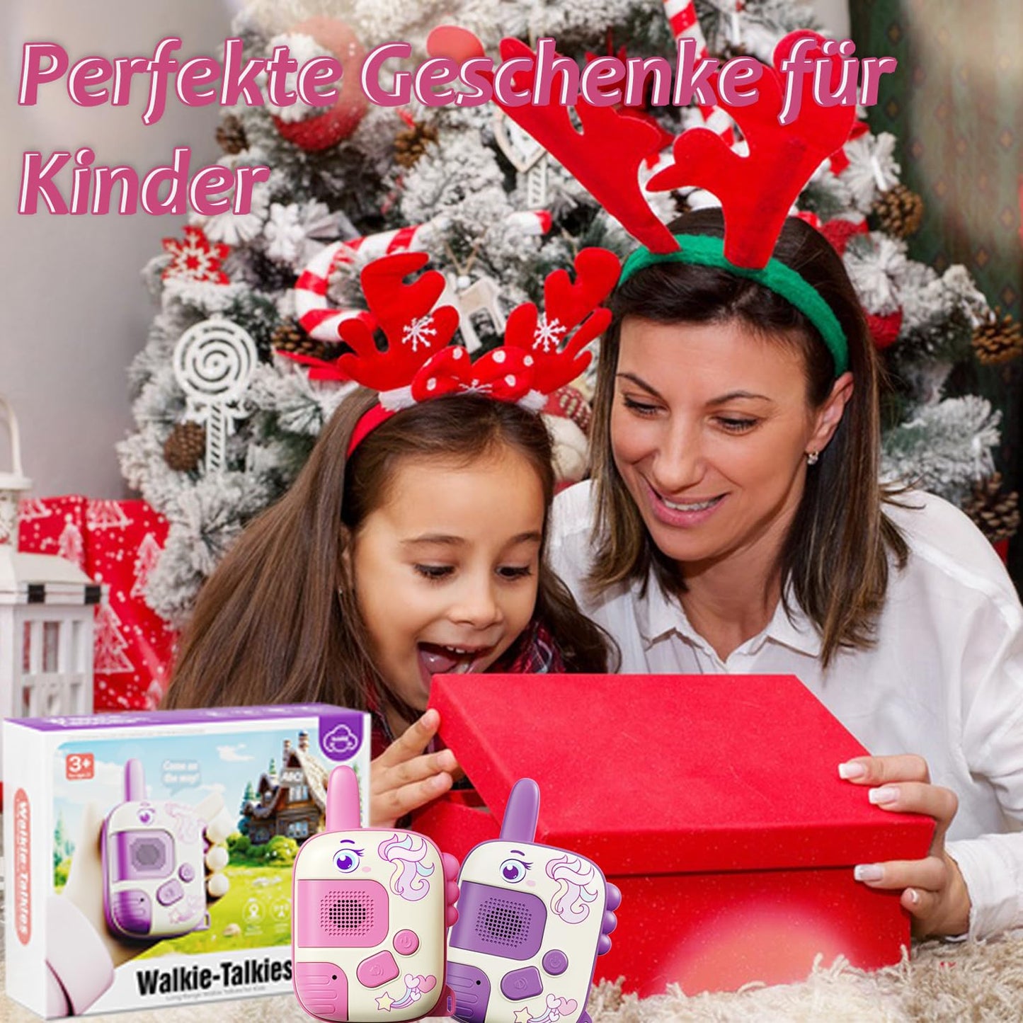 2PCS Walkie Talkies Kinder, Einhorn Geschenke für Mädchen Spielzeug ab 3 4 5 6 Jahre Geschenke Mädchen Outdoor Spiele für Kinder Walki Talki Kinderspielzeug Weihnachten Geschenkideen Einhorn Spielzeug