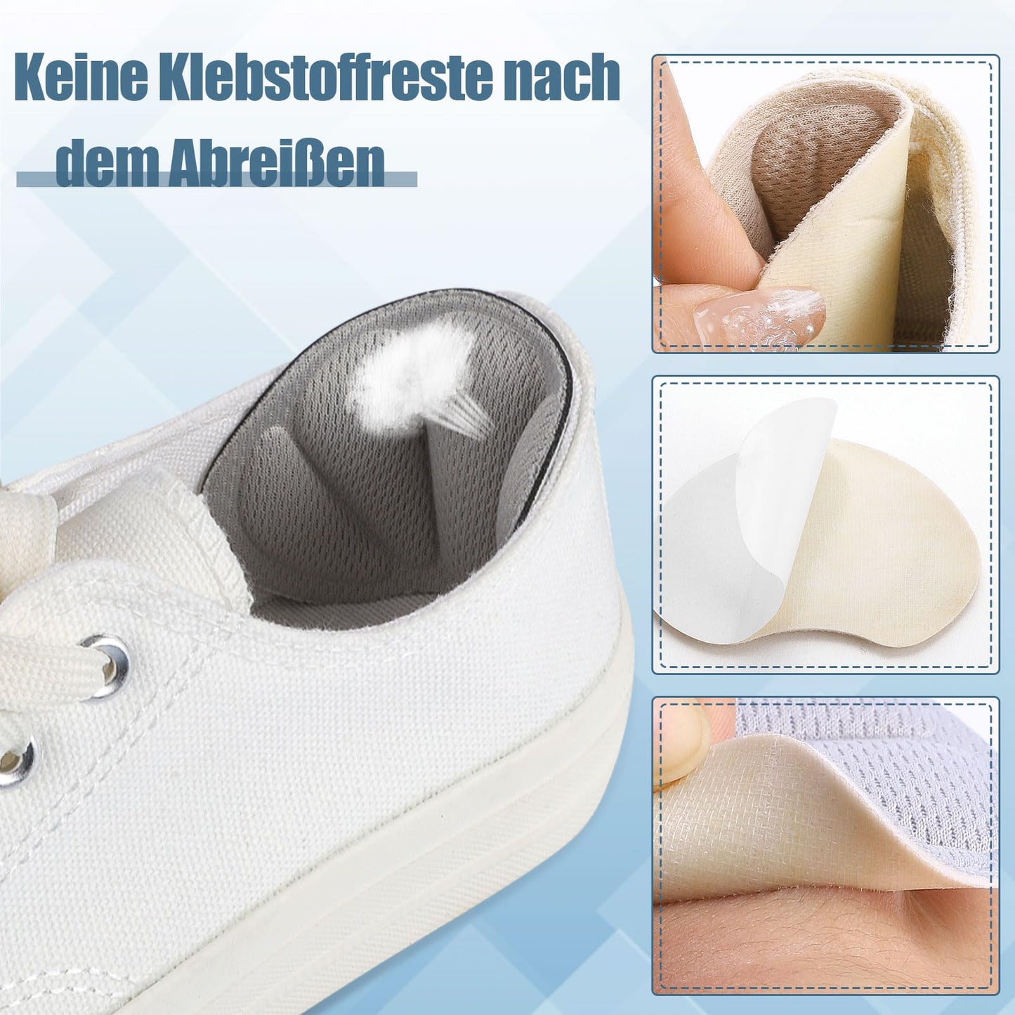 6 Paar Fersenpolster, Fersenschutz Fersenkissen Selbstklebend Fersenschutzpolster gegen Reibung Fersenpads Antirutsch Einlagen für Männer Frauen(Grau&Schwarz&Hautfarben)