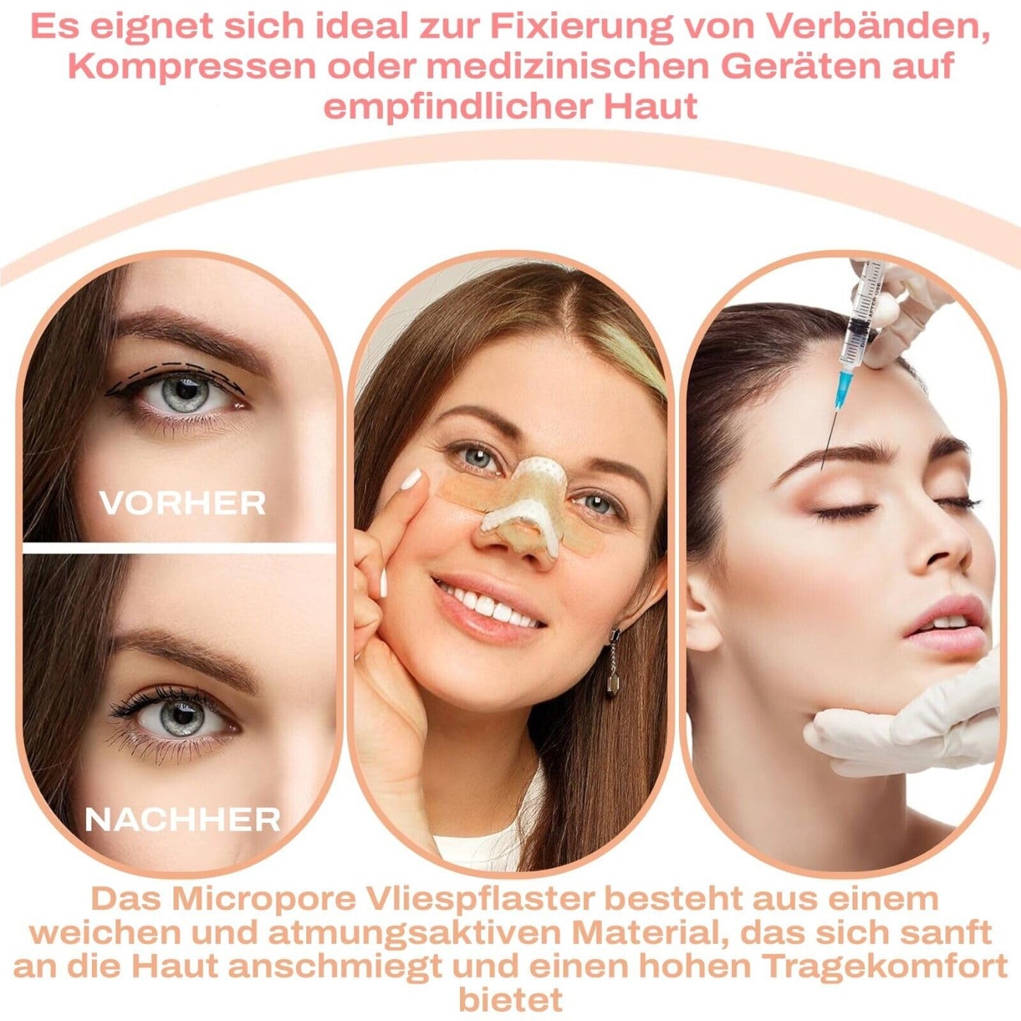 3M Micropore Tape Vliespflaster Hautfarben mit Anwendungstipps by P-Beauty - medizinisches Klebeband Wimpernverlängerung, Hautpflaster Hypoallergen, Atmungsaktiv, Wasserfest (1,25cmx9,14m, 1 Rolle)