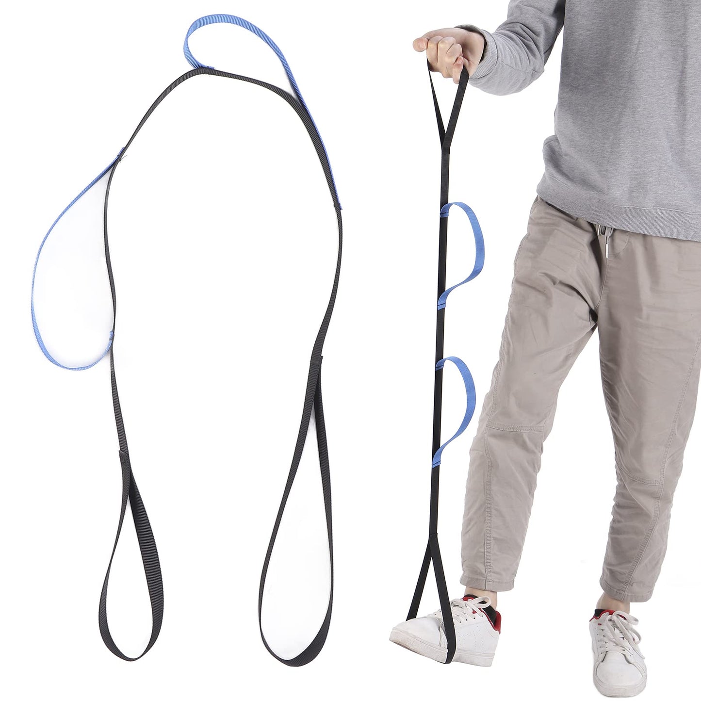 40,7 Zoll Nylon-Beinhebergurt, Mobilitätshilfe für Gehübungen, Fußschlaufen-Handgriff aus Gurtband für ältere Menschen, Beinhebegurt, Beinhebegurt