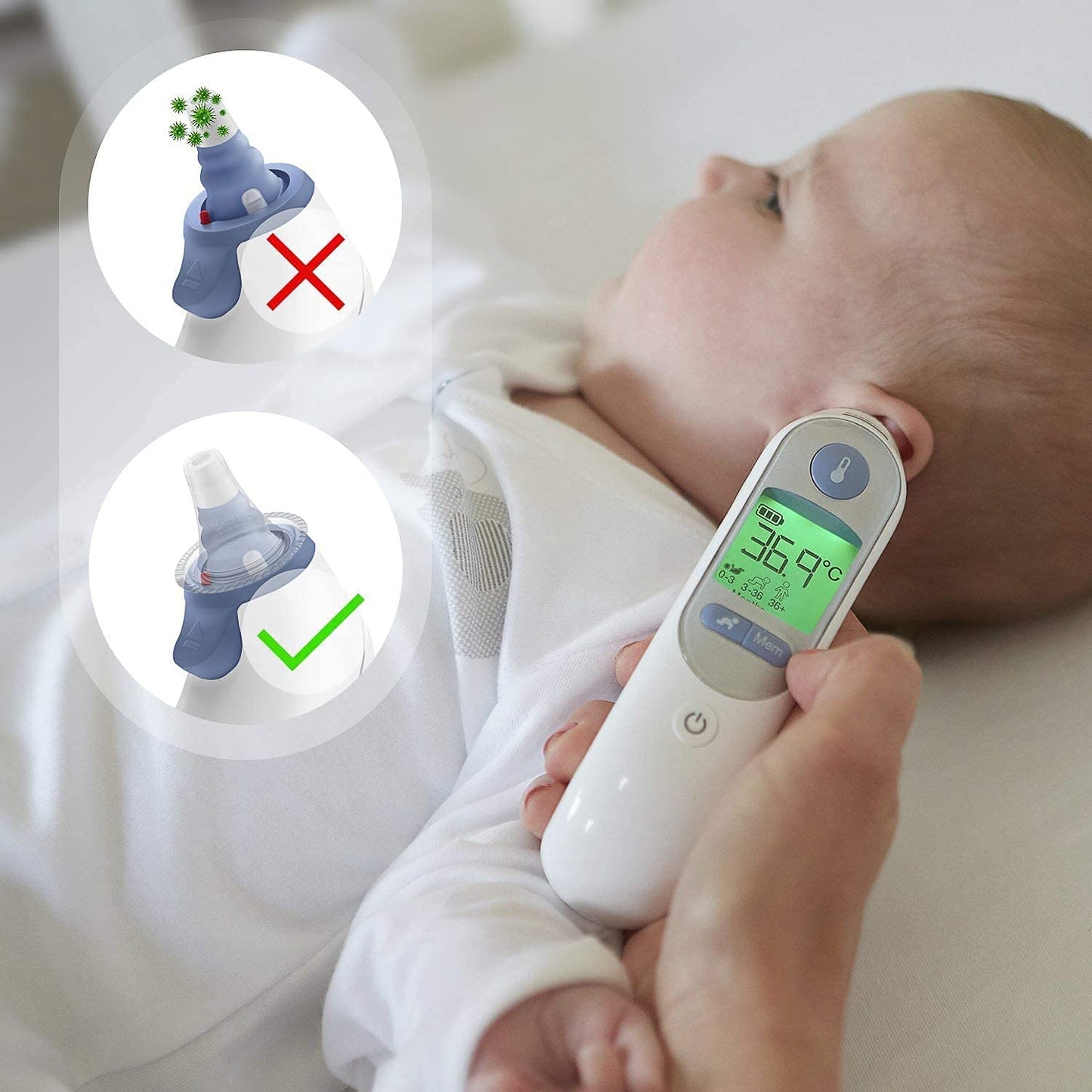 100 Stück Braun Fieberthermometer Schutzkappen, Braun Fieberthermometer Ohr, Ohrthermometer Ersatzschutzkappen für alle Braun Modelle Ohrthermometer und andere Arten von digitalen Thermometern