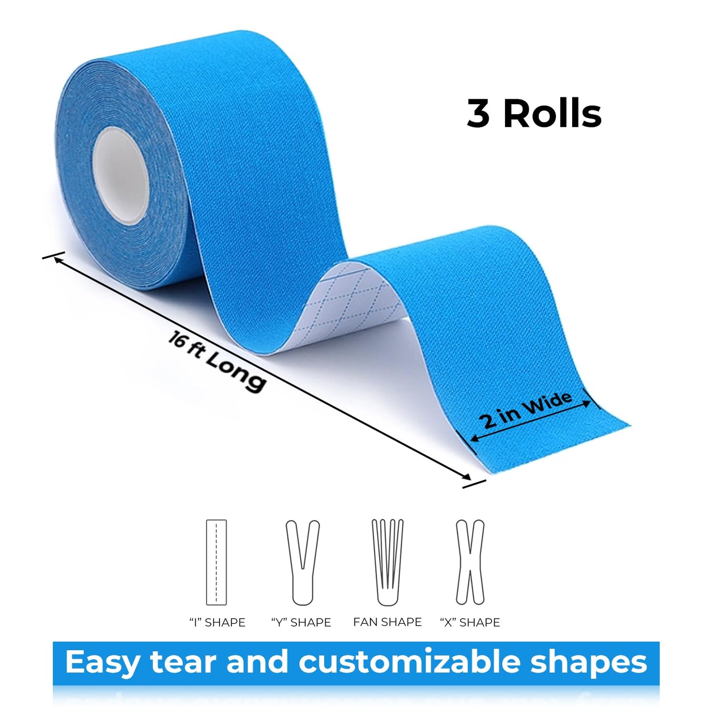 3 Rollen Kinesiologie Tape (5m x 5cm), Profi Kinesiotapes Physio Tape Sport Tape Set, Wasserfeste & Hautfreundliche Kinesiotape, für Muskelunterstützung, Knieschmerzen, Ellenbogen und Schulter