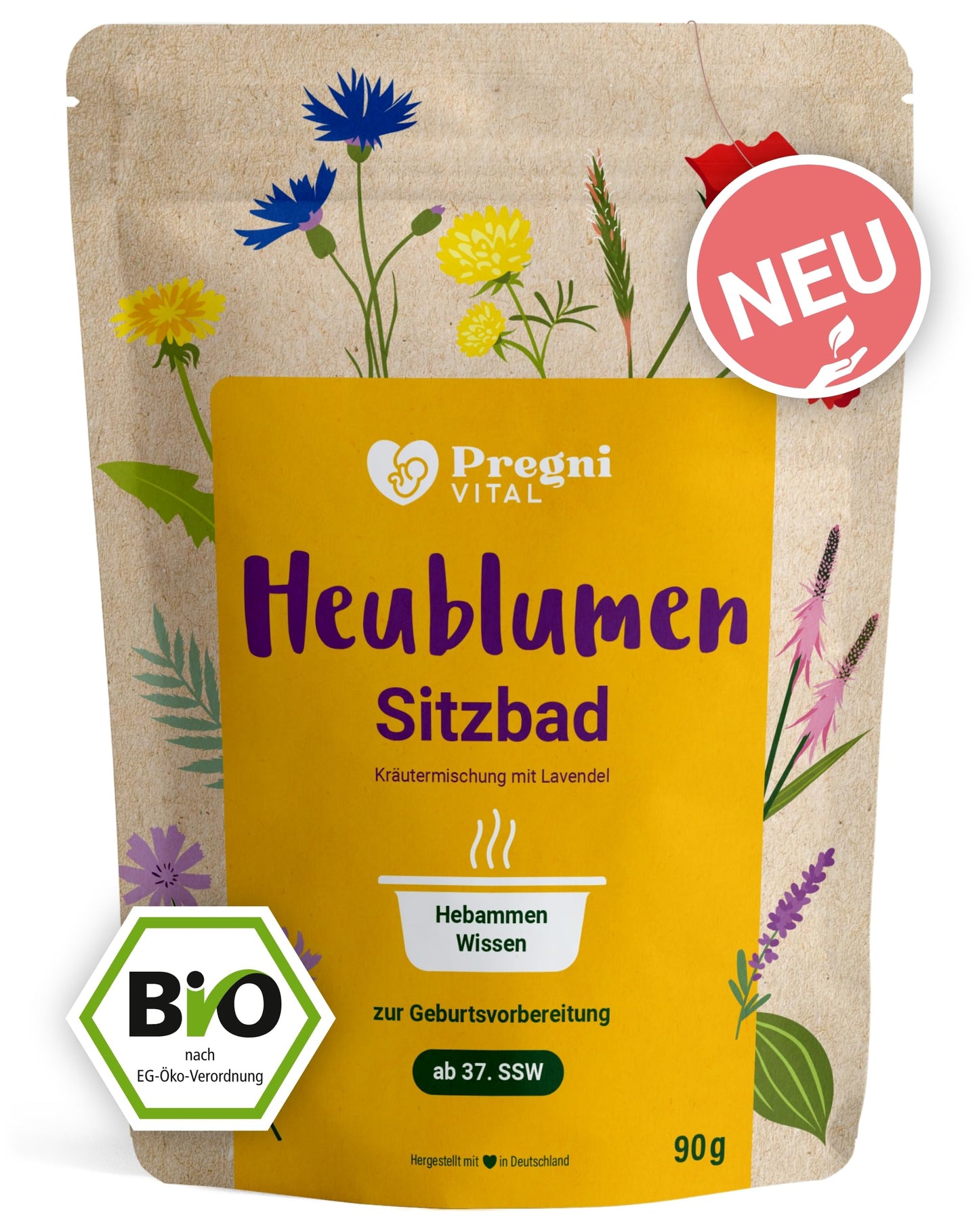 100% BIO Heublumen Sitzbad Schwangerschaft | Heublumenbad zur Geburtsvorbereitung ab der 37. SSW - PregniVital®