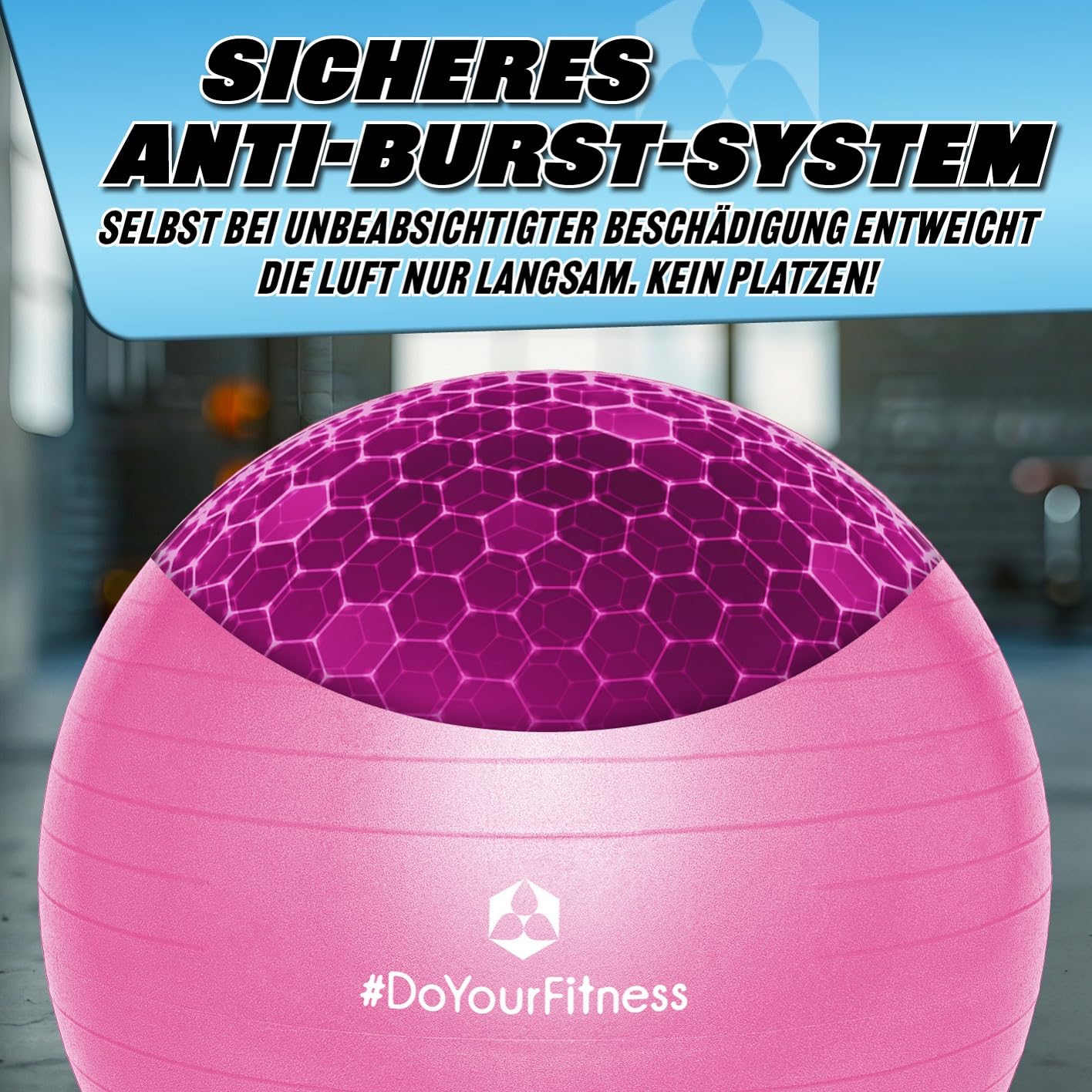 #DoYourFitness Gymnastikball inkl. Ballpumpe | Fitness Sitzball in 55cm bis 85cm | Anti-Burst | Trainingsball für Yoga, Pilates, Gym, Büro & Schwangerschaft | Fitnessball & Balance für Core-Training
