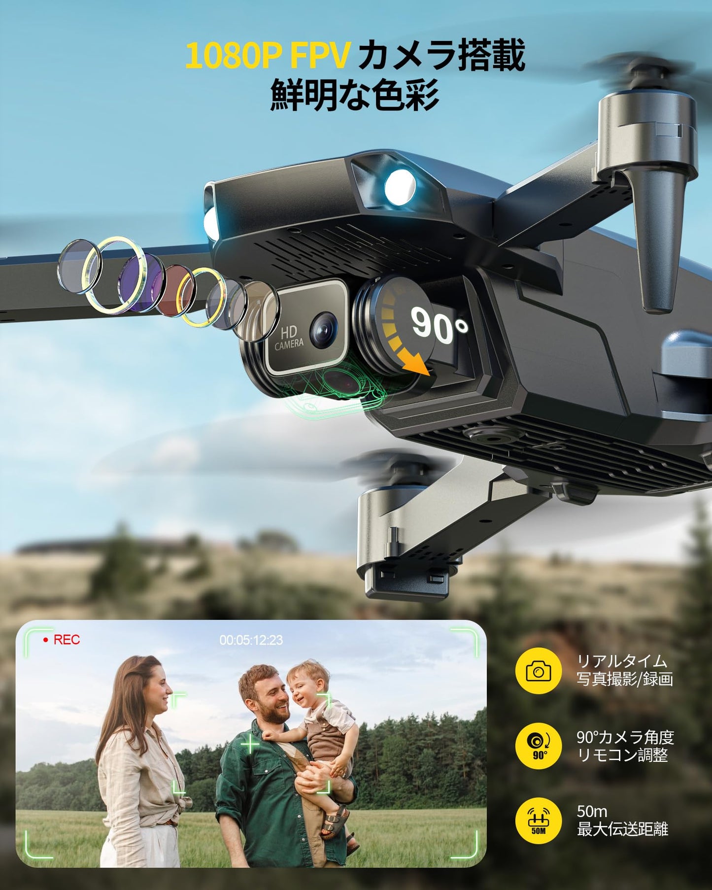 Holy Stone HS290 Drohne mit Kamera 1080P für Anfänger, RC Drohnen mit FPV Übertragung, Lange Flugzeit, APP Steuerung, Optisch-Fluss Kameradrohnen komplettset Spielzeug Geschenke für Kinder,Blau,CO