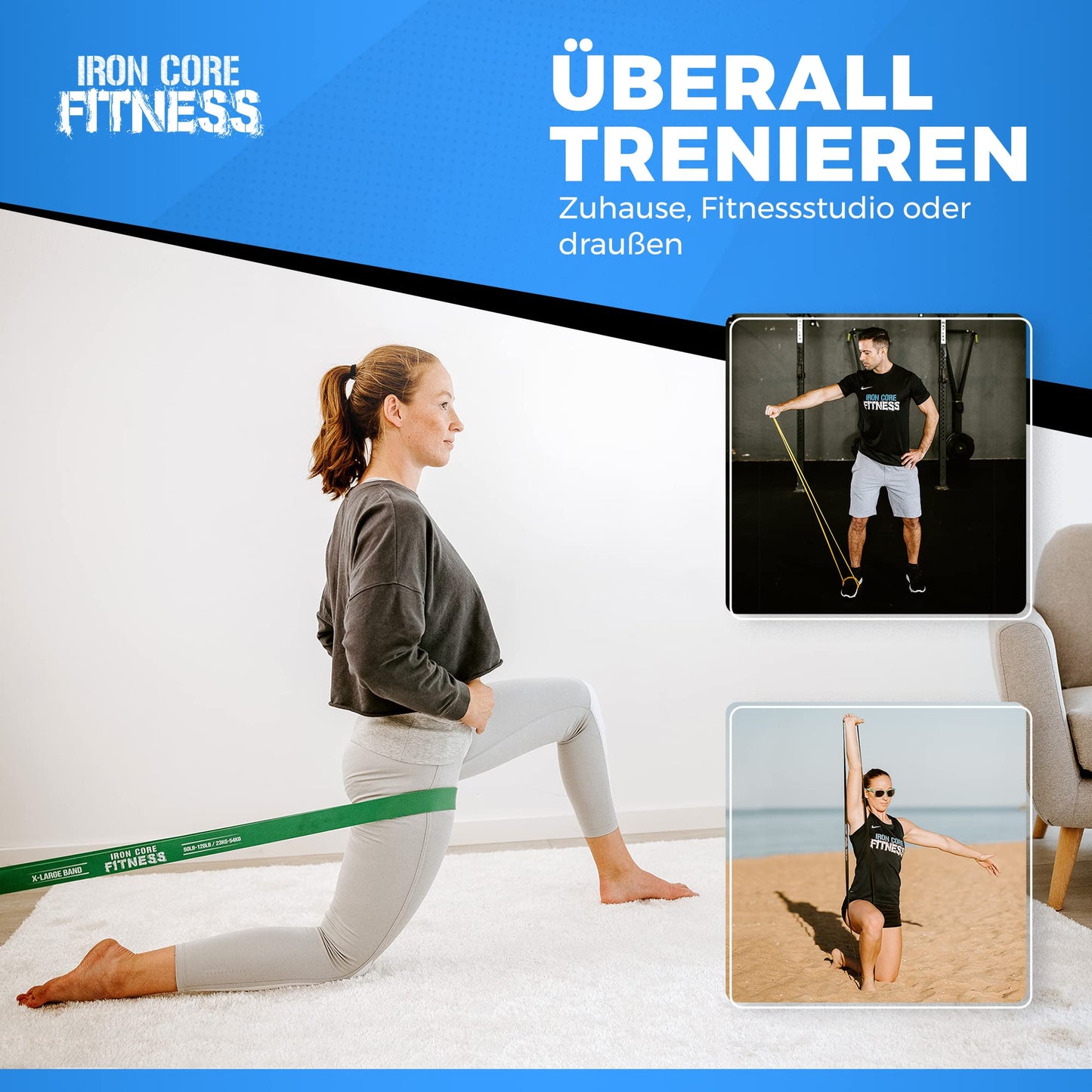 5 Klimmzug-Hilfsband-Set für Fitnessstudio, Training, Kraft, Mobilität, Dehnung Schweres, mittleres und leichtes von Iron Core Fitness. Long Resistance Band Pull ups