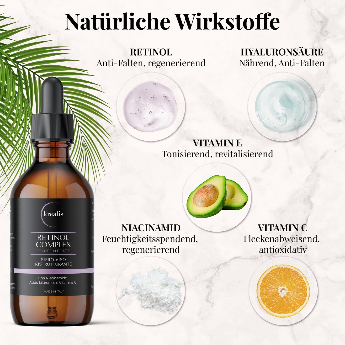 •100ml• Retinol Serum, mit Niacinamid, Hyaluron & Vitamin C, Serum Gesicht, Anti-Falten für Skincare von Damen & Männer