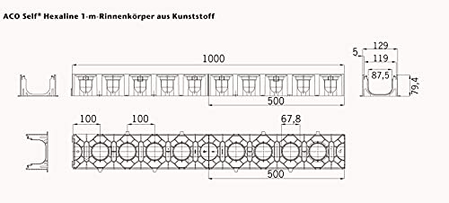 1m ACO Hexaline 2.0 Entwässerungsrinne mit Microgrip Stegrost Rinne Bodenrinne Terrassenrinne