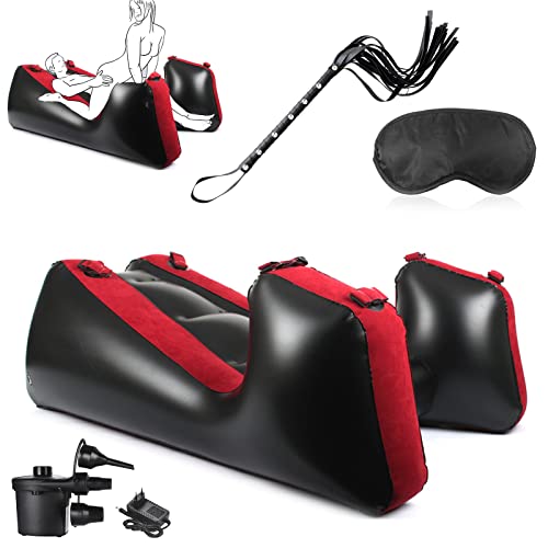 2023 Neu!Handschellen Sex Bett Aufblasbares Bett mit Handschellen Fußfesseln,Mehrzweck Aufblasbares Sofa Sex Möbel Bondageset Fessel Set,Sex Kissen Lendenkissen Bett für Paare Extrem Sex