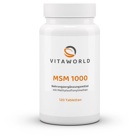 3er Pack Vita World MSM 1000 mg HOCH DOSIERT 3 x 120 Tabletten VEGAN