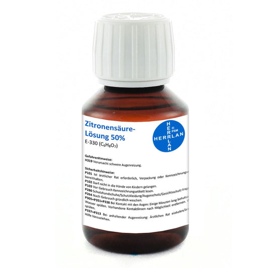 Zitronensäure-Lösung 50% I 1x 100 ml I HERRLAN Qualität I Made in Germany