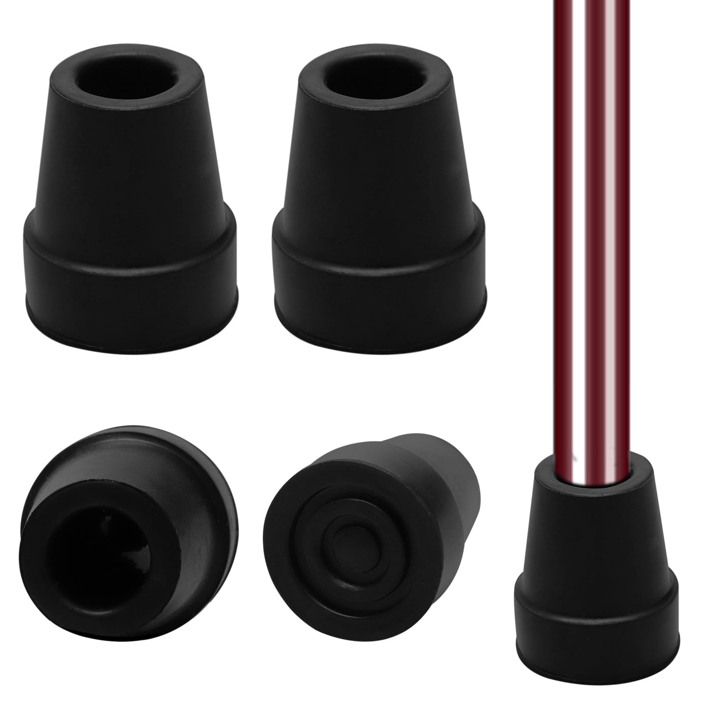 4 Stück Gummipuffer für Wanderstöcke, 19mm Gehstock Gummipuffer, Krücken Gummi, Walking Stöcke Gummipuffer, rutschfeste Gummispitzen für Wanderstöcke, Senioren Krücken, Stöcke, Gehstöcke