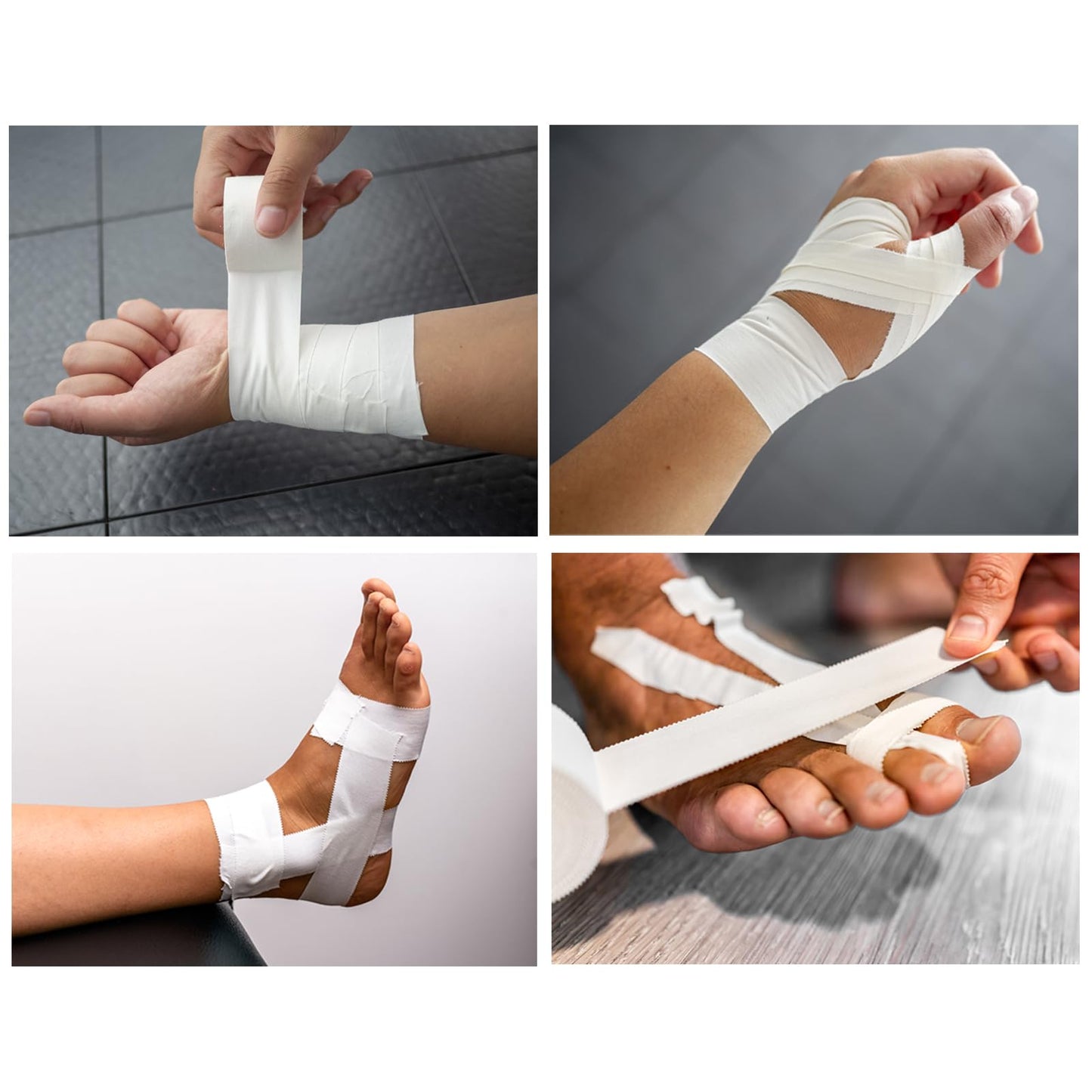 4 Rollen Sporttape Weiß, 3,8cm x 10m Tape Sport Tapeverband Fussball Tape Medizinisches Klebeband Fingertape Tapeband für Fußball Volleyball Alle Sportarten - Starke Haftung, Reißbar & Hautfreundlich