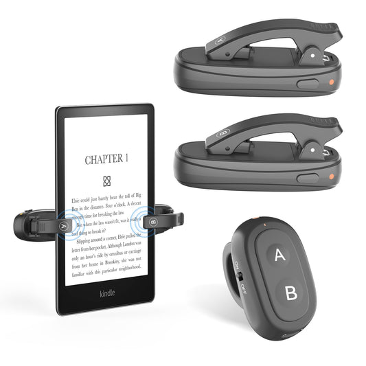 [2 Clips]UBUYUONE RF Fernbedienung zum Seitenwenden zum Lesen auf Kindle Paperwhite, Kobo, Finger Ring Page Turner für iPad Android Tablets E-Book Lesen Romane und Phone Ferngesteuerter Kameraauslöser