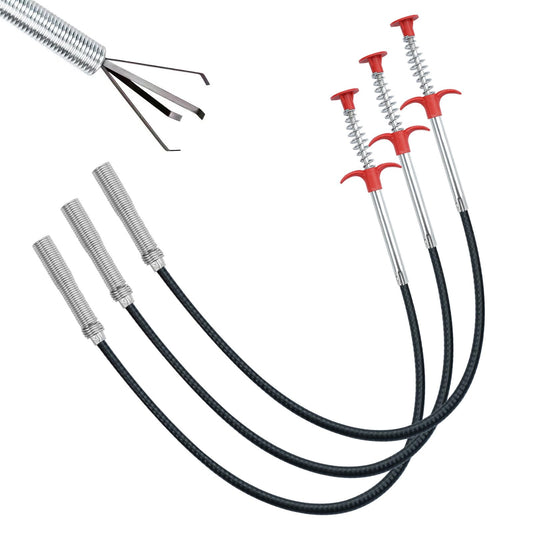 3 Stück Krallengreifer Flexibel,60cm Teleskop Greifer,Abfluss Greifer zur Rohrreinigung,Rohrreinigungsspirale Greifer Set,Abflussgreifer,Teleskopgreifer,für Küche, Bad, Waschbecken Verstopfung
