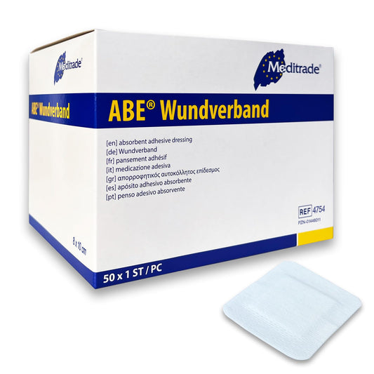 50 Stück Wundpflaster steril 10x8 - steriler Wundverband Pflaster sensitiv - Wundauflage nicht haftend 5x4 cm - Saugstark & Hautfreundlich - Akute Wundversorgung und postoperatives Pflaster