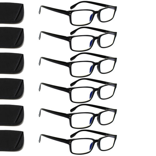 ZOECENT 6 Pack Lesebrille Herren Damen Blaulichtfilter Brille Federscharnier Computer Brillen Schwarz Lesebrillen (6 Schwarz, 2.75, x)