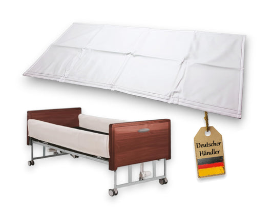 1x Seitengitterpolster von FabaCare mit Klettverschluss für Pflegebett, Polsterung für Seitengitter, Bettsichtschutz, Stoßschutz hochwertiges Kunstleder mit Schaumstoff, 182 x 75,5 cm