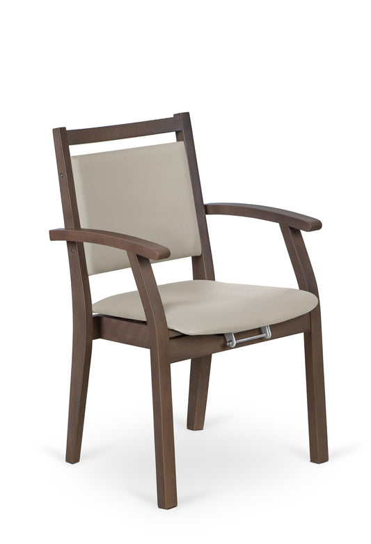 2liftu Bellevue | Stuhl für Senioren | Liftstuhl | Hilfsstuhl zum Aufstehen | Seniorenstuhl (Ash Brown/Beige)