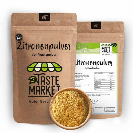 1 kg Bio Zitronenpulver | 100% Bio Zitronen | Fruchtpulver | ohne Zusätze | BIO Anbau | Taste Market