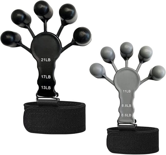 2 Finger Exerciser Set, Adjustable Silicone Hand Exerciser to Improve Finger Function and Movement, Increase Strength Training with 6 Resistance Levels