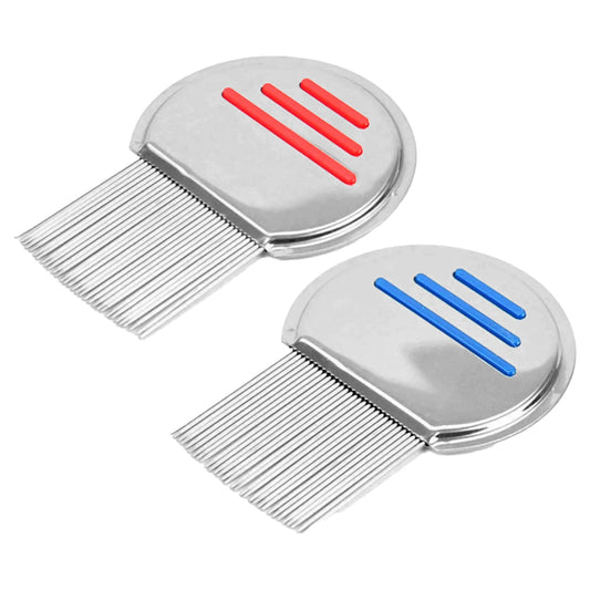 2 Stück Metall Läusekamm, Edelstahl extra fein Läusekamm, Zum Entfernen von Läusenissen und Schuppen für alle Haartypen, Für Baby Kinder Erwachsene und Haustier