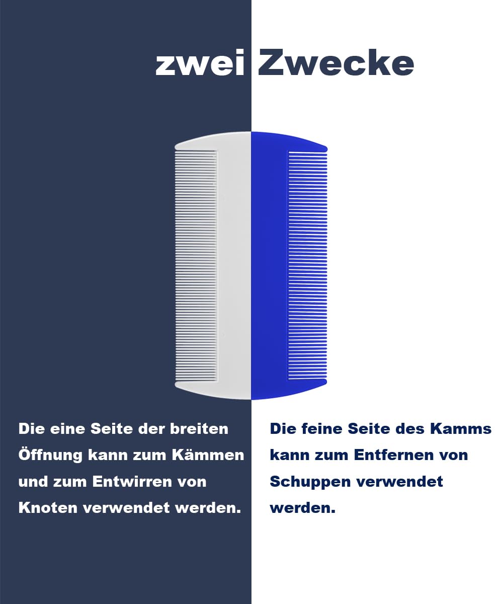 6 Stück Läusekamm,Doppelseitiger Feinzahniger Läusekamm und Schuppenkamm, ideal als Hundekamm und Flohkamm für Katzen und Hunde, zum Entfernen von Floh, Läusen und Schuppen