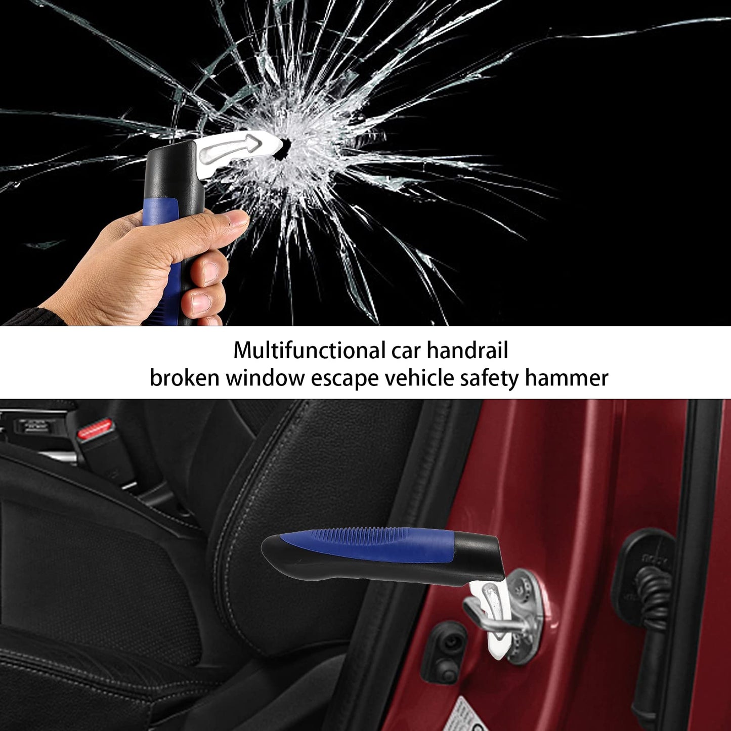 2 in 1 Autogriff Mobilitätshilfe, Autotürgriff für Behinderte, Fahrzeugassistenten Stützgriff, ältere Menschen Autotürriegel Assistent Haltegriff, tragbarer Auto-Haltegriff, Glasbrecher