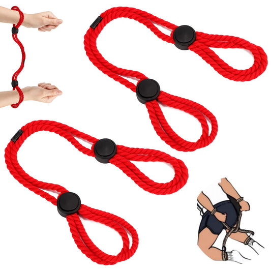 2 Bondage Seil Set für Handgelenke und Knöchel, Einstellbares BDSM Fesseln und Bondage Rope, BDSMS Fesseln Hand und Fuß Handschellen für Paare (Rot)