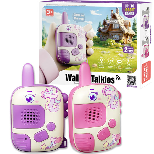 2PCS Walkie Talkies Kinder, Einhorn Geschenke für Mädchen Spielzeug ab 3 4 5 6 Jahre Geschenke Mädchen Outdoor Spiele für Kinder Walki Talki Kinderspielzeug Weihnachten Geschenkideen Einhorn Spielzeug