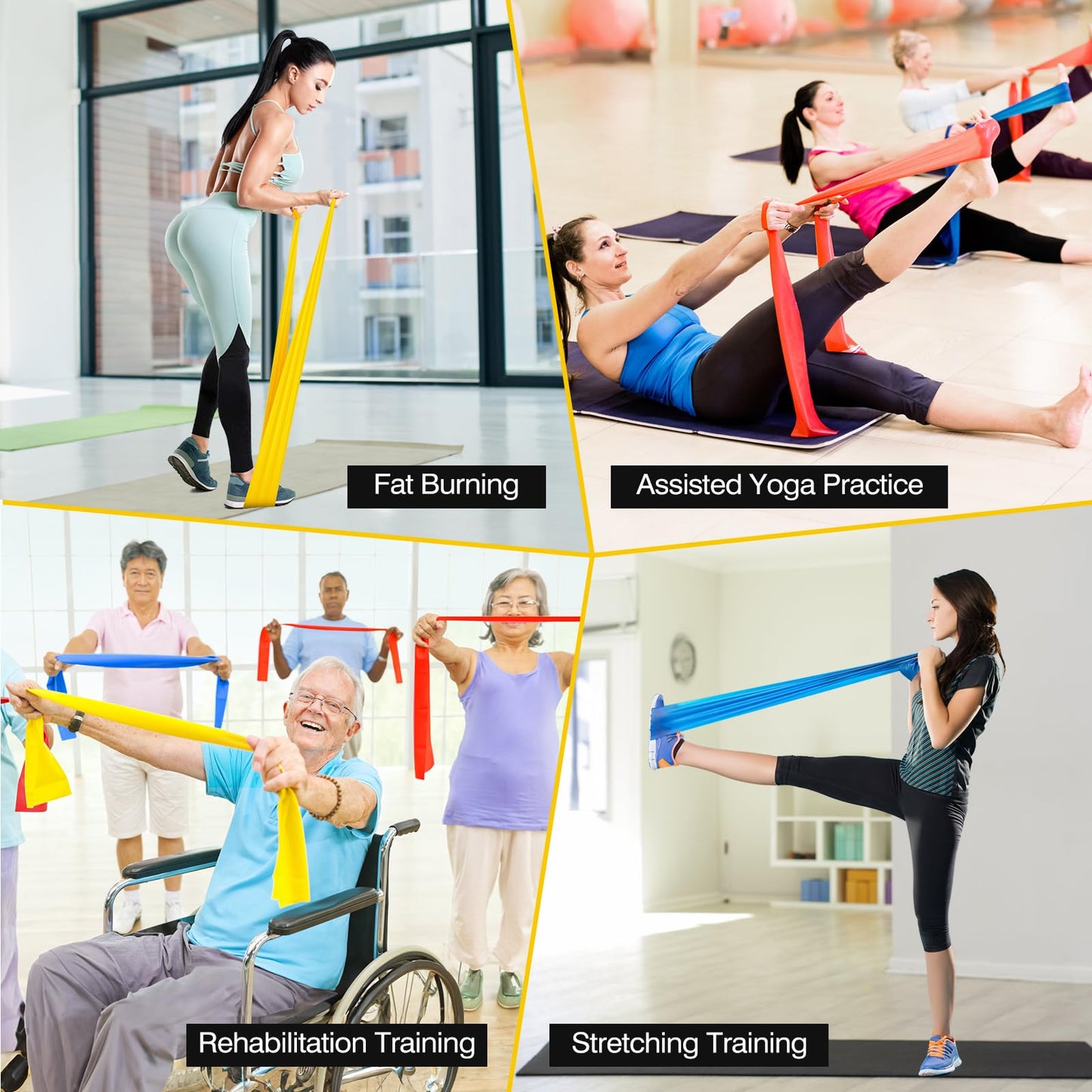 3er-Set 1.5M/2M Lang Fitnessbänder Widerstandsbänder in 3 Stärke,100% Natur Latex Resistance Bands Gymnastikband für Crossfit, Muskelaufbau, Yoga, Pilates für Männer und Frauen