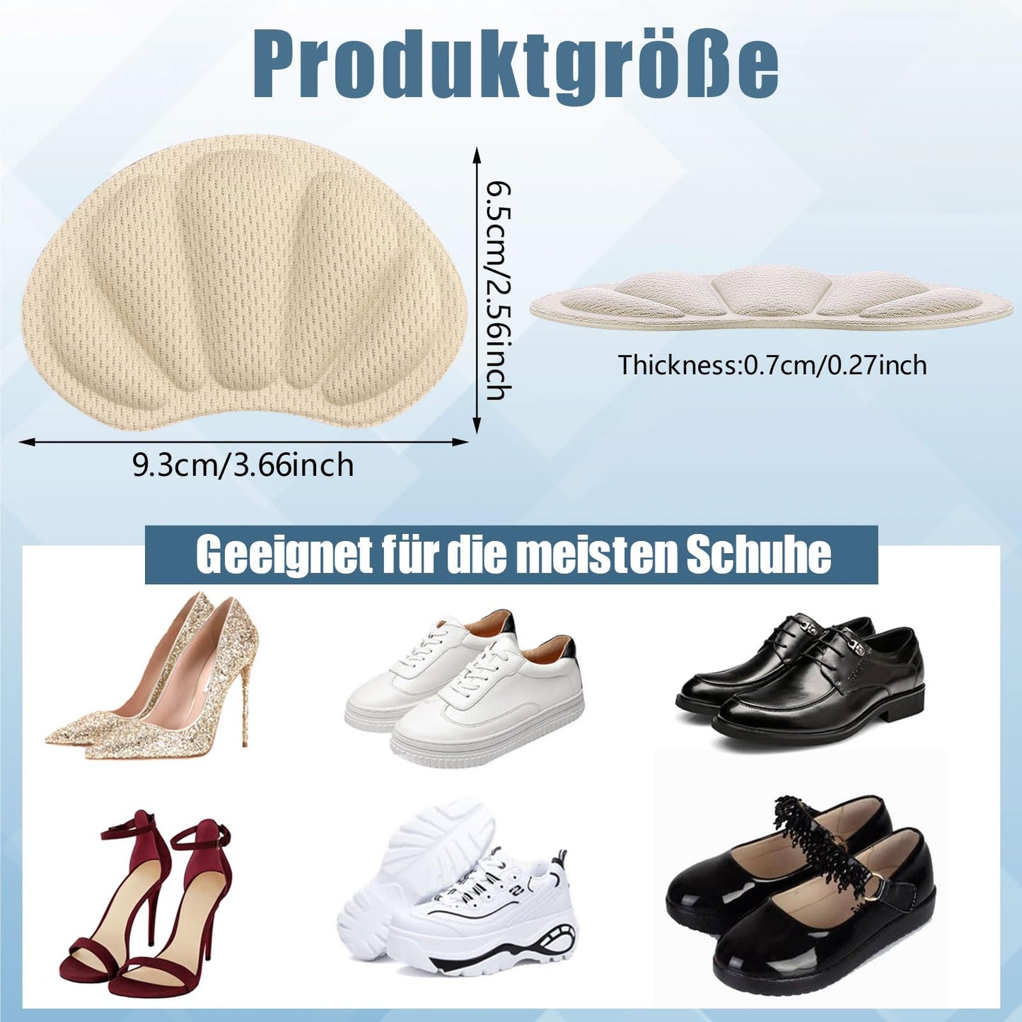 6 Paar Fersenpolster, Fersenschutz Fersenkissen Selbstklebend Fersenschutzpolster gegen Reibung Fersenpads Antirutsch Einlagen für Männer Frauen(Grau&Schwarz&Hautfarben)